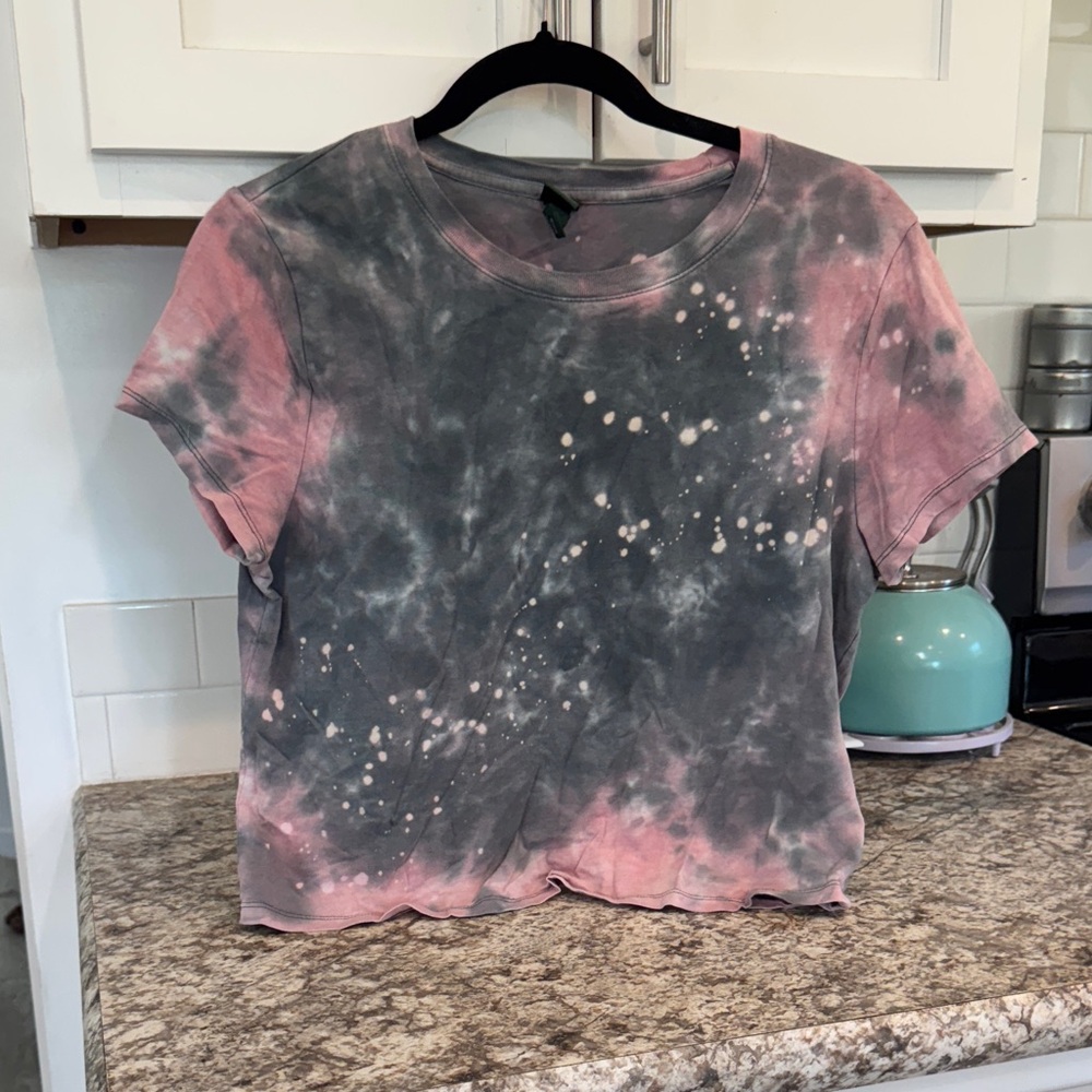Wild Fable Pink and Black Tie-Dye Crop Top